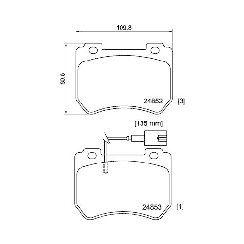 Bremsbelagsatz Scheibenbremse Hella 8DB 355 014-651 f&uuml;r Alfa Romeo Vorderachse