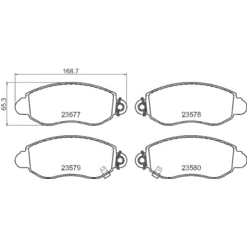 Bremsbelagsatz Scheibenbremse Hella 8DB 355 019-361 f&uuml;r Fiat Ford Ferrari Amc