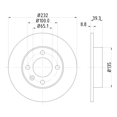 Bremsscheibe Hella 8DD 355 106-681 Pro f&uuml;r Audi Seat Skoda VW Hinterachse