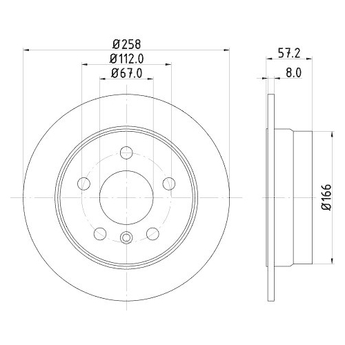 Bremsscheibe Hella 8DD 355 111-101 Pro f&uuml;r Mercedes Benz Mercedes Benz Evobus
