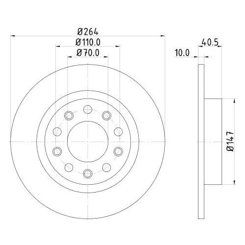 Bremsscheibe Hella 8DD 355 117-241 Pro f&uuml;r Alfa Romeo Dodge Fiat Hinterachse