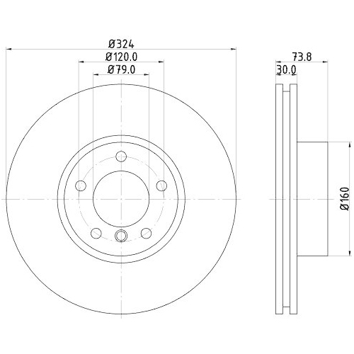 Bremsscheibe Hella 8DD 355 127-621 Pro High Carbon f&uuml;r Bmw Vorderachse