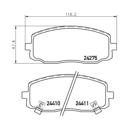 Bremsbelagsatz Scheibenbremse Hella 8DB 355 006-571 f&uuml;r Hyundai Kia Naza