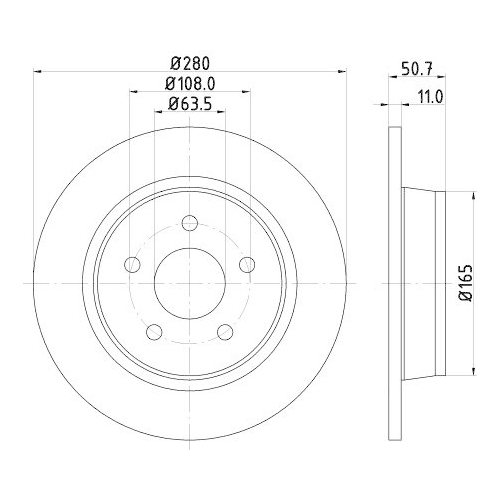 Bremsscheibe Hella 8DD 355 118-211 Pro f&uuml;r Ford Ford (changan) Hinterachse
