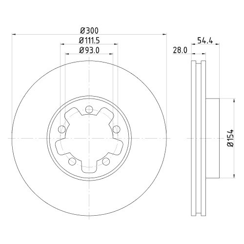 Bremsscheibe Hella 8DD 355 128-631 Pro High Carbon f&uuml;r Ford Ford (jmc)