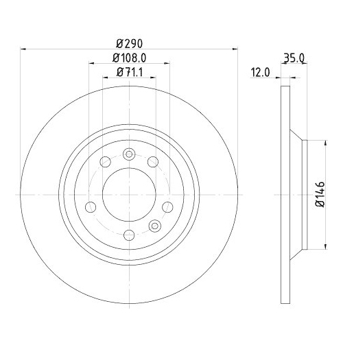Bremsscheibe Hella 8DD 355 110-801 Pro f&uuml;r Citro&euml;n Peugeot Hinterachse