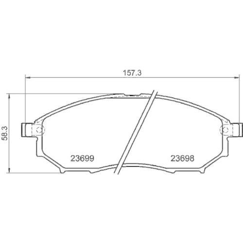 Bremsbelagsatz Scheibenbremse Hella 8DB 355 013-141 f&uuml;r Mitsubishi Nissan
