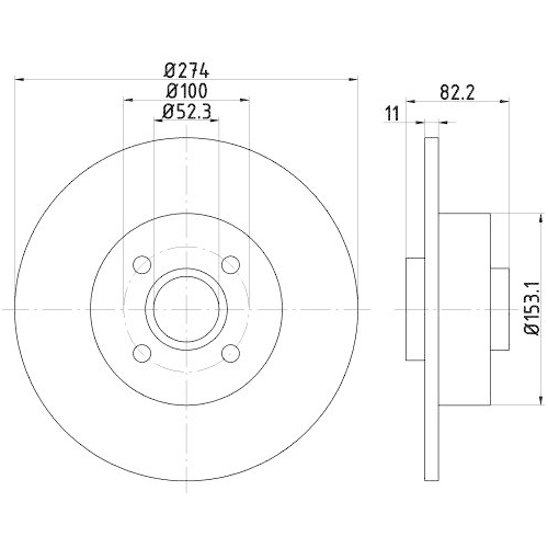 Bremsscheibe Hella 8DD 355 112-211 Pro f&uuml;r Renault Hinterachse