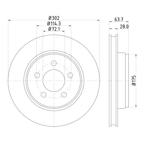 Bremsscheibe Hella 8DD 355 119-241 Pro f&uuml;r Dodge Jeep Vorderachse
