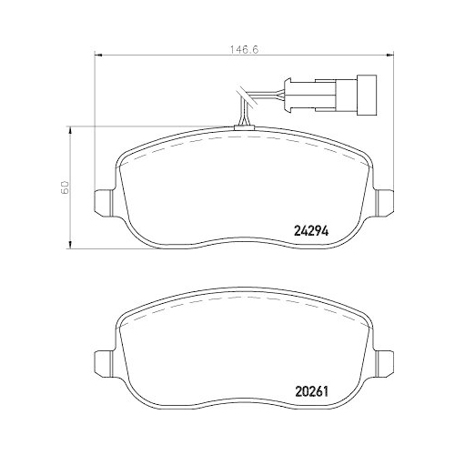 Bremsbelagsatz Scheibenbremse Hella 8DB 355 006-761 f&uuml;r Fiat Ferrari Vorderachse