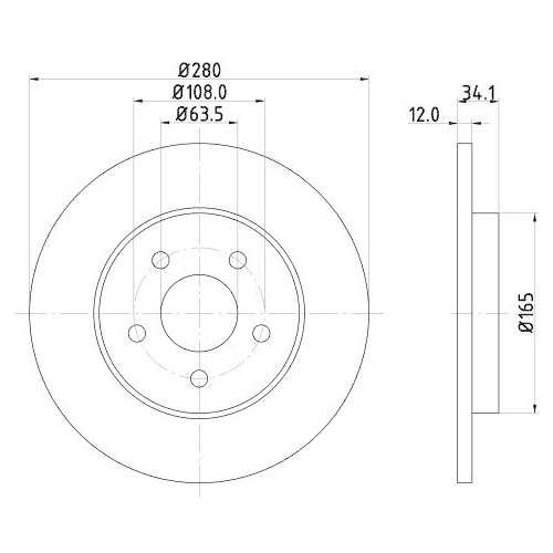 Bremsscheibe Hella 8DD 355 108-061 Pro f&uuml;r Ford Jaguar Ford (changan)