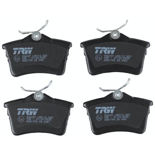 Bremsbelagsatz Scheibenbremse Trw GDB1799 Cotec f&uuml;r Citro&euml;n Peugeot Hinterachse