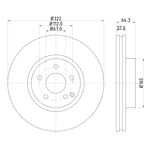 Bremsscheibe Hella 8DD 355 129-521 Pro High Carbon f&uuml;r Mercedes Benz Vorderachse