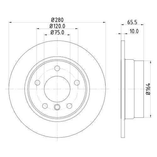 Bremsscheibe Hella 8DD 355 128-351 Pro High Carbon f&uuml;r Bmw Hinterachse