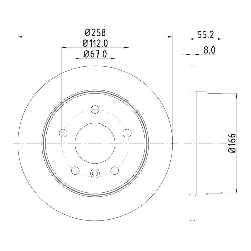 Bremsscheibe Hella 8DD 355 106-951 Pro f&uuml;r Mercedes Benz Mercedes Benz Evobus