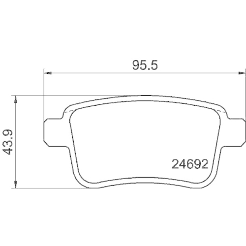 Bremsbelagsatz Scheibenbremse Hella 8DB 355 013-971 f&uuml;r Renault Hinterachse