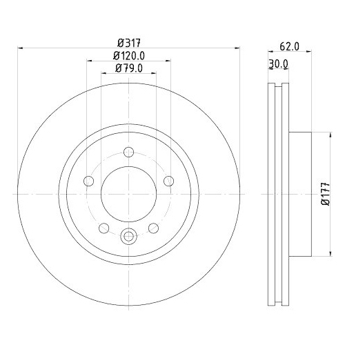 Bremsscheibe Hella 8DD 355 129-471 Pro High Carbon f&uuml;r Land Rover Vorderachse