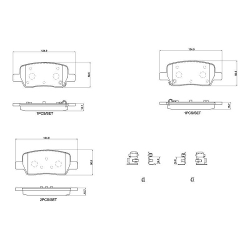 Bremsbelagsatz Scheibenbremse Brembo P30146 Prime Line f&uuml;r Hyundai Hinterachse