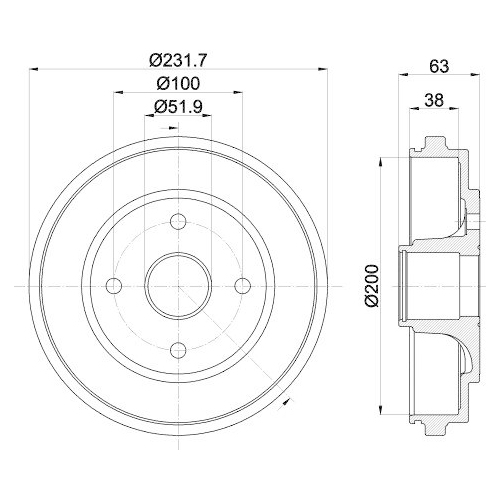 Bremstrommel Hella 8DT 355 301-031 für Opel Suzuki Vauxhall Hinterachse