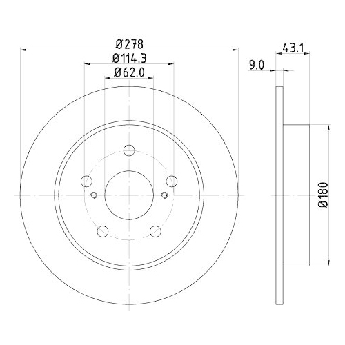 Bremsscheibe Hella 8DD 355 116-791 f&uuml;r Suzuki Hinterachse