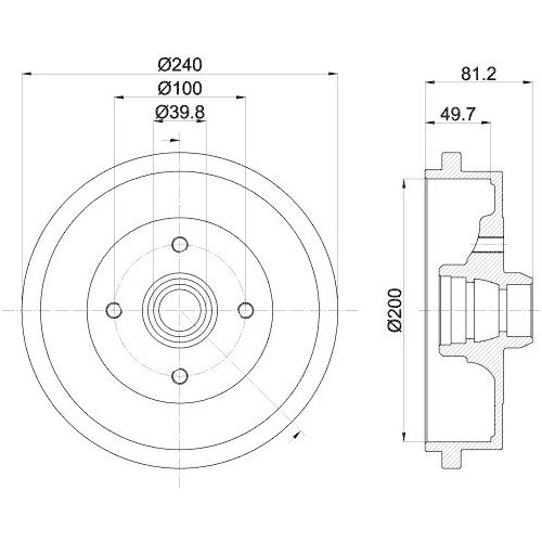 Bremstrommel Hella 8DT 355 301-701 für Audi Seat Skoda VW Vw (faw) Hinterachse