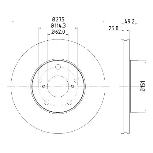 Bremsscheibe Hella 8DD 355 118-691 Pro f&uuml;r Toyota Vorderachse