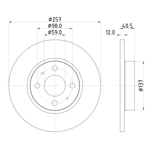Bremsscheibe Hella 8DD 355 117-931 Pro f&uuml;r Fiat Lancia Ferrari Vorderachse