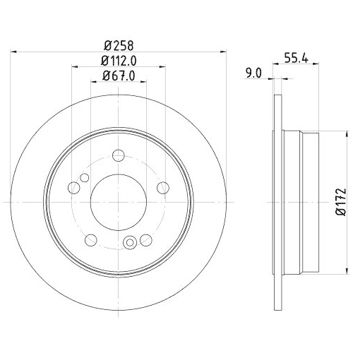 Bremsscheibe Hella 8DD 355 102-991 Pro f&uuml;r Mercedes Benz Mercedes Benz Evobus