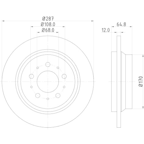 Bremsscheibe Hella 8DD 355 107-091 Pro f&uuml;r Volvo Hinterachse