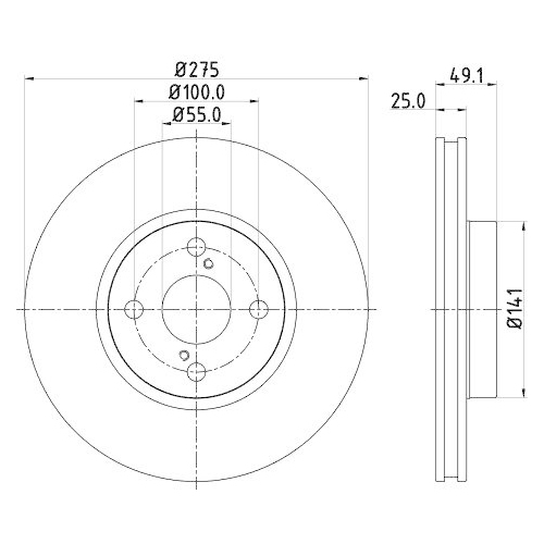 Bremsscheibe Hella 8DD 355 110-451 Pro f&uuml;r Toyota Vorderachse