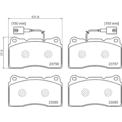 Bremsbelagsatz Scheibenbremse Hella 8DB 355 015-681 f&uuml;r Alfa Romeo Vorderachse