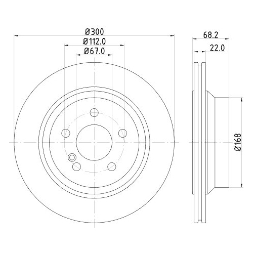 Bremsscheibe Hella 8DD 355 129-791 Pro High Carbon f&uuml;r Mercedes Benz Hinterachse
