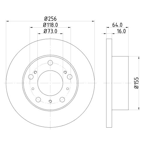 Bremsscheibe Hella 8DD 355 101-121 f&uuml;r Alfa Romeo Citro&euml;n Fiat Peugeot Porsche