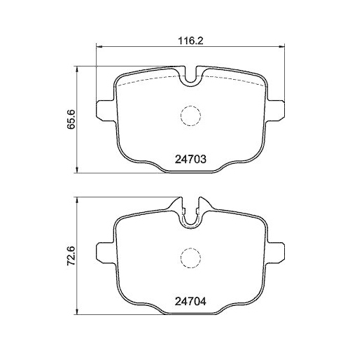 Bremsbelagsatz Scheibenbremse Hella 8DB 355 014-361 f&uuml;r Bmw Hinterachse