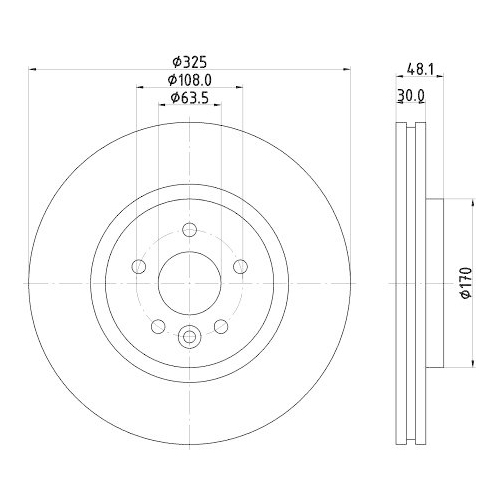 Bremsscheibe Hella 8DD 355 133-841 Pro High Carbon für Jaguar Land Rover