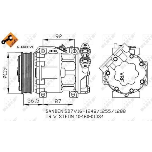Kompressor Klimaanlage Nrf 32271 Easy Fit f&uuml;r Ford Mazda Volvo