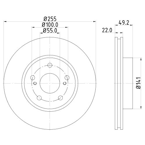 Bremsscheibe Hella 8DD 355 115-691 Pro f&uuml;r Toyota Vorderachse