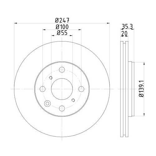 Bremsscheibe Hella 8DD 355 112-311 Pro f&uuml;r Citro&euml;n Peugeot Toyota Jac