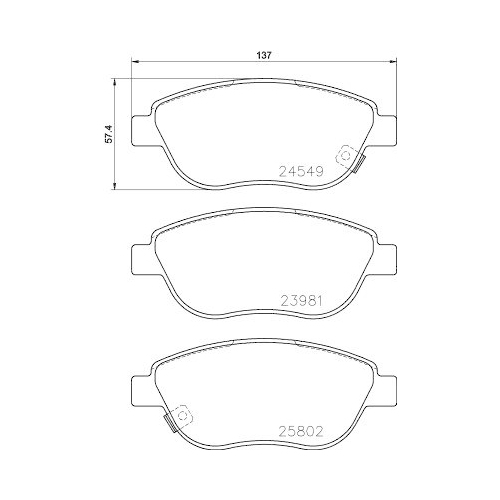 Bremsbelagsatz Scheibenbremse Hella 8DB 355 020-881 für Fiat Ferrari Amc