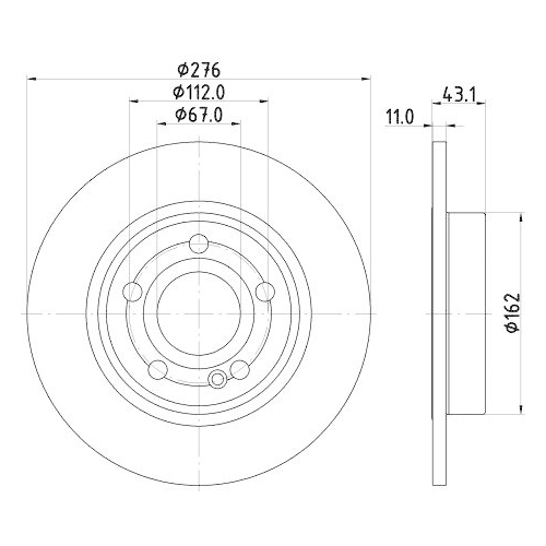 Bremsscheibe Hella 8DD 355 133-061 Pro f&uuml;r Mercedes Benz Mercedes Benz