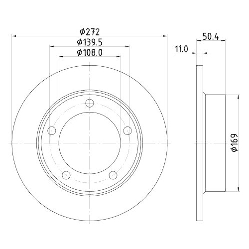 Bremsscheibe Hella 8DD 355 100-381 f&uuml;r Lada Mitsubishi Chevrolet Amc Vorderachse