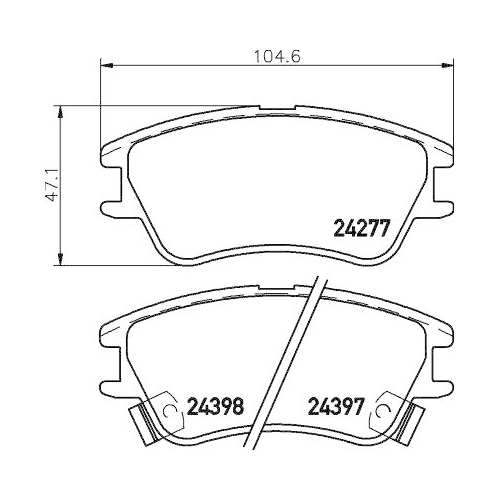 Bremsbelagsatz Scheibenbremse Hella 8DB 355 006-671 für Hyundai AC Vorderachse