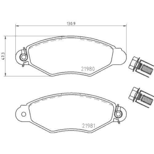 Bremsbelagsatz Scheibenbremse Hella 8DB 355 019-311 f&uuml;r Citro&euml;n Fiat Peugeot Amc