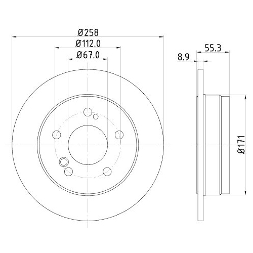Bremsscheibe Hella 8DD 355 100-961 Pro f&uuml;r Mercedes Benz Mercedes Benz Evobus