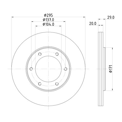 Bremsscheibe Hella 8DD 355 101-191 f&uuml;r Nissan Infiniti Amc Vorderachse