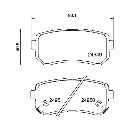 Bremsbelagsatz Scheibenbremse Hella 8DB 355 014-911 f&uuml;r Hyundai Hinterachse