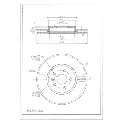 Bremsscheibe Red-line 26CV023 f&uuml;r Opel Chevrolet Vorderachse