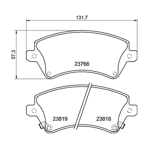Bremsbelagsatz Scheibenbremse Hella 8DB 355 017-241 f&uuml;r Toyota Amc Vorderachse