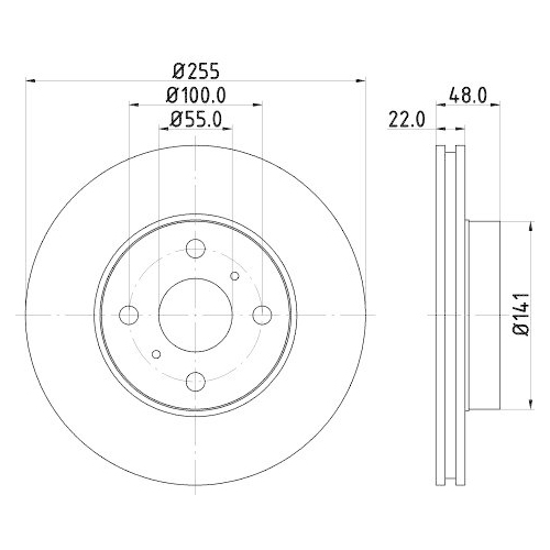 Bremsscheibe Hella 8DD 355 104-871 Pro f&uuml;r Toyota Chevrolet Geo Vorderachse