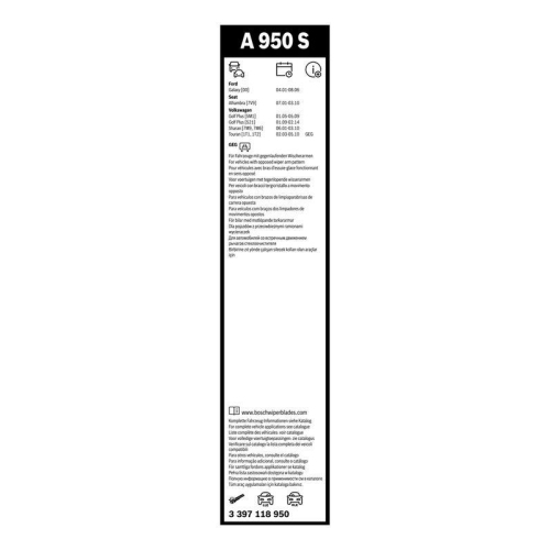 Wischblatt Bosch 3397118950 Aerotwin f&uuml;r Ford Seat VW Seitlicher Einbau Vorne